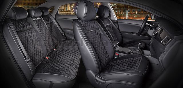 Накидки универсальные CarFashion Barcelona Plus для авто, цвет Черный/Черный/Черный/Черный. Артикул 22379