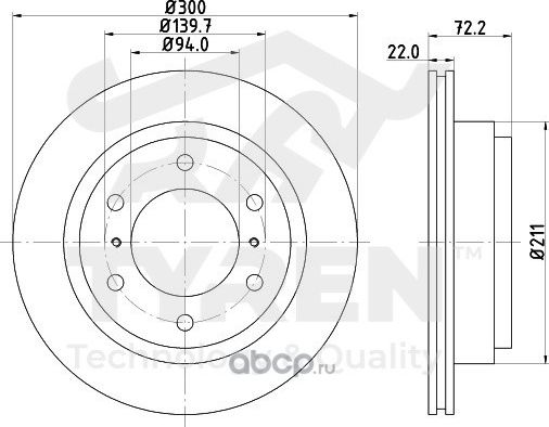 Тормозной диск (Tyren). Артикул TYR1013831