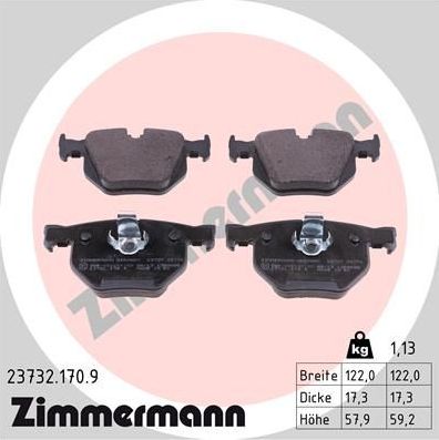Тормозные колодки Zimmermann pb:z. Артикул 23732.170.9