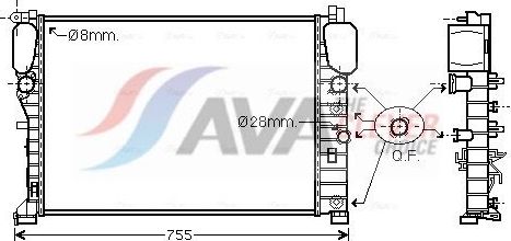Радиатор охлаждения двигателя AVA ** CLEVER FIT **. Артикул MSA2449
