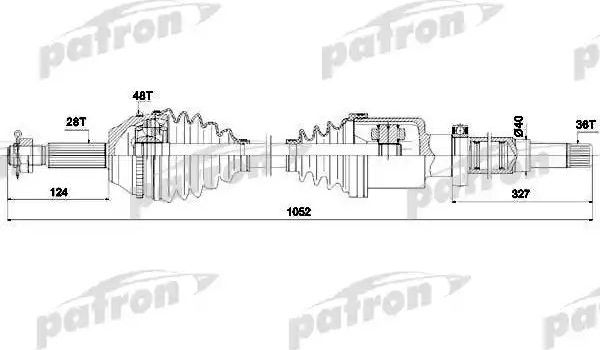Полуось (привод в сборе, приводной вал) Patron. Артикул PDS0290