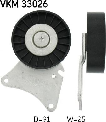 Направляющий (ведущий) ролик приводного поликлинового ремня SKF левый для Peugeot 406 I 1995-2004. Артикул VKM 33026