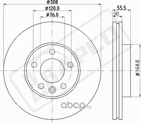 Диск тормозной вентилируемый (Bapco). Артикул BD0422