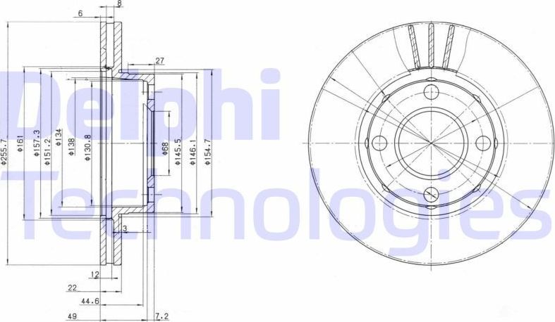 Тормозной диск Delphi. Артикул BG2668