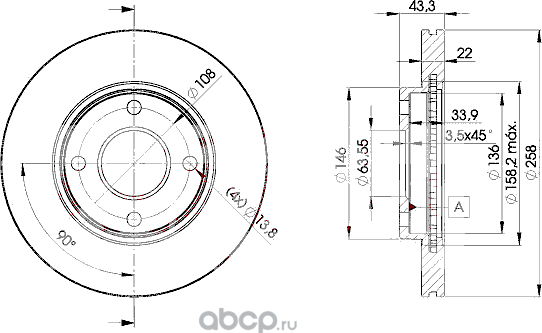 Диск тормозной Fiesta  Focus  Fusion  Mazda 2 (Icer). Артикул 78bd5344