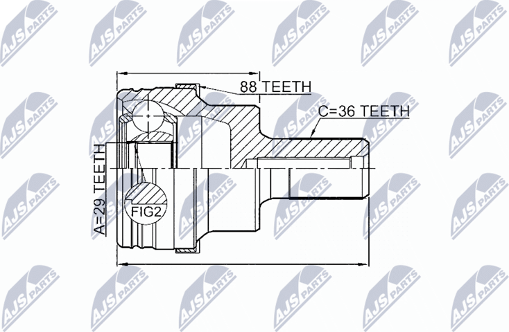 Шрус наружный (граната) NTY. Артикул NPZ-FR-046