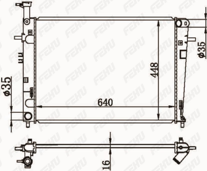 Радиатор охлаждения для Hyundai Tucson/Kia Sportage (04-) G MT (тип Halla) (Fehu). Артикул frc1440