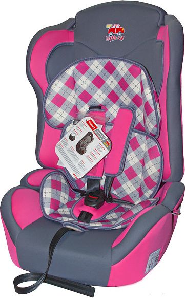 Автокресло детское PSV Little Car Comfort, 9-36кг. Клетка-розовая. Артикул 125786