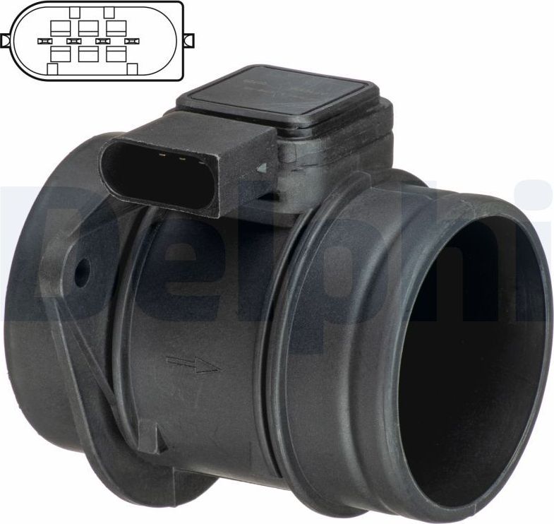 Датчик массового расхода воздуха (ДМРВ) Delphi. Артикул AF10505-12B1