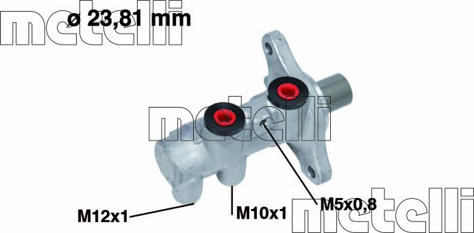 Тормозной цилиндр главный Metelli (алюминий). Артикул 05-0713