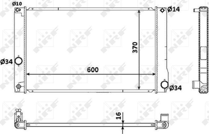 Радиатор охлаждения двигателя NRF (алюминий). Артикул 53926