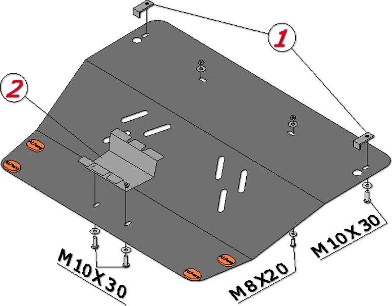 Защита алюминиевая Alfeco для картера Subaru Forester II 2003-2008. Артикул ALF.22.35 AL4