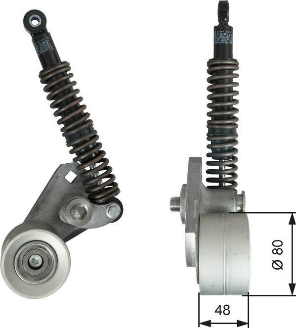 Натяжной ролик (натяжитель) приводного клинового зубчатого ремня Gates (Металл) для Mercedes-Benz Actros MP1 1996-2002. Артикул T38698