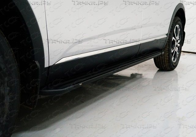 Пороги алюминиевые ТСС Slim Line Black 1720 мм для Renault Arkana 2019-2022. Артикул RENARK19-21B