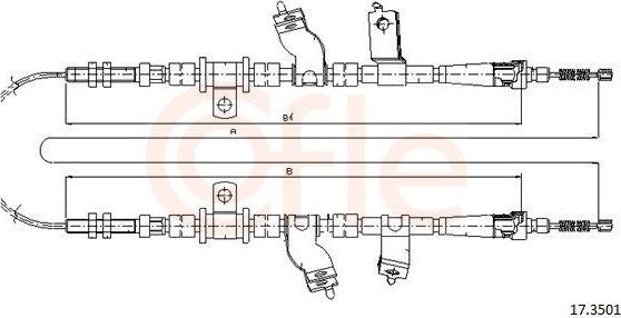 Трос ручника (тросик ручного тормоза) Cofle. Артикул 17.3501