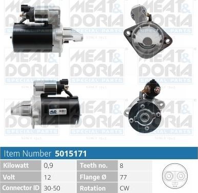 Стартер Meat & Doria для Hyundai i30 III 2013-2026. Артикул 5015171