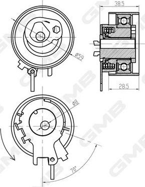 Натяжной ролик (натяжитель) ремня ГРМ GMB для Renault Twingo II 2007-2014. Артикул GTB0320
