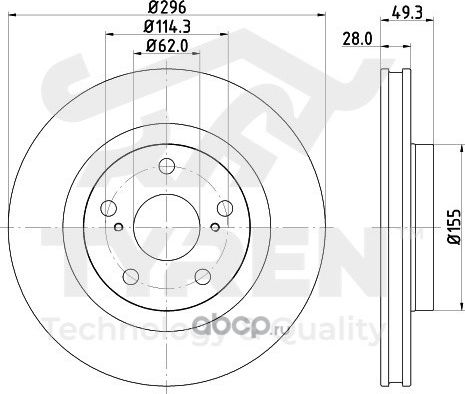 Тормозной диск (Tyren). Артикул TYR1022451