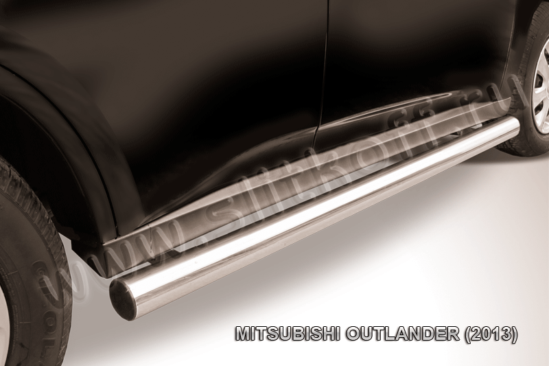 Пороги Slitkoff труба d76 для Mitsubishi Outlander III 2013-2014. Артикул MOUT13-006