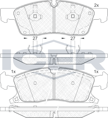 Тормозные колодки Icer передние для Dodge Durango III 2011-2026. Артикул 181988