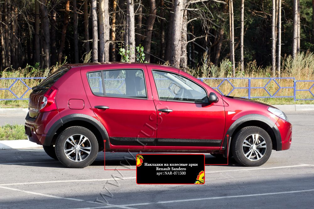 Накладки Русская Артель на колесные арки для Renault Sandero I 2009-2013. Артикул NAR-071302