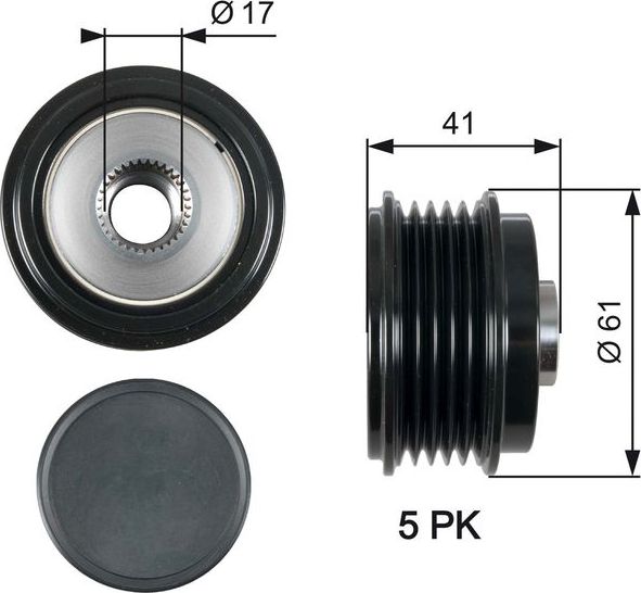 Муфта генератора обгонная Gates DriveAlign® для Kia Proceed II 2013-2026. Артикул OAP7173