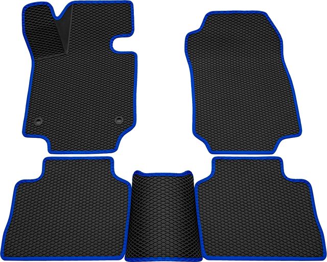 Коврики Rezkon 3D EVA ромб резиновые для салона Toyota RAV4 V 2019-2026 Синий кант. Артикул 9234035303