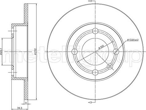 Тормозной диск Metelli задний для Volkswagen Polo III 1995-2002. Артикул 23-0528C