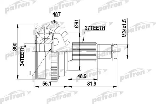 Шрус наружный (граната) Patron для Fiat Ulysse I 1994-2002. Артикул PCV1222