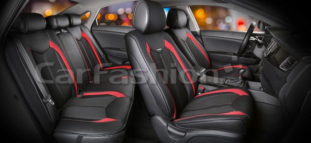 Накидки универсальные CarFashion Urban Plus Premium для авто, цвет Черный/Черный/Красный. Артикул 22556