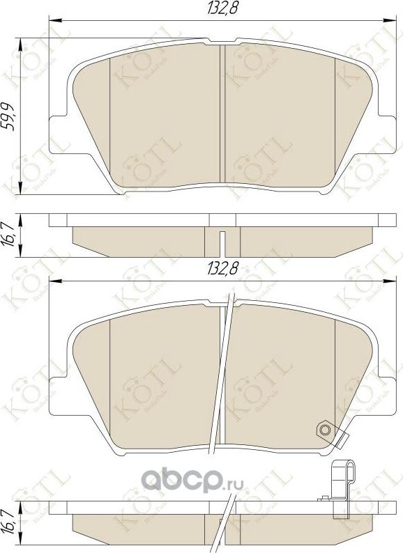 Колодки тормозные дисковые передние к-т HYUNDAI ELANTRA  i30  VELOSTER  KIA CARENS (Kotl) Kotl. Артикул 3549kt