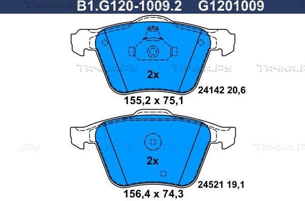 Тормозные колодки Galfer передние для Volvo S60 Cross Country 2015-2018. Артикул B1.G120-1009.2