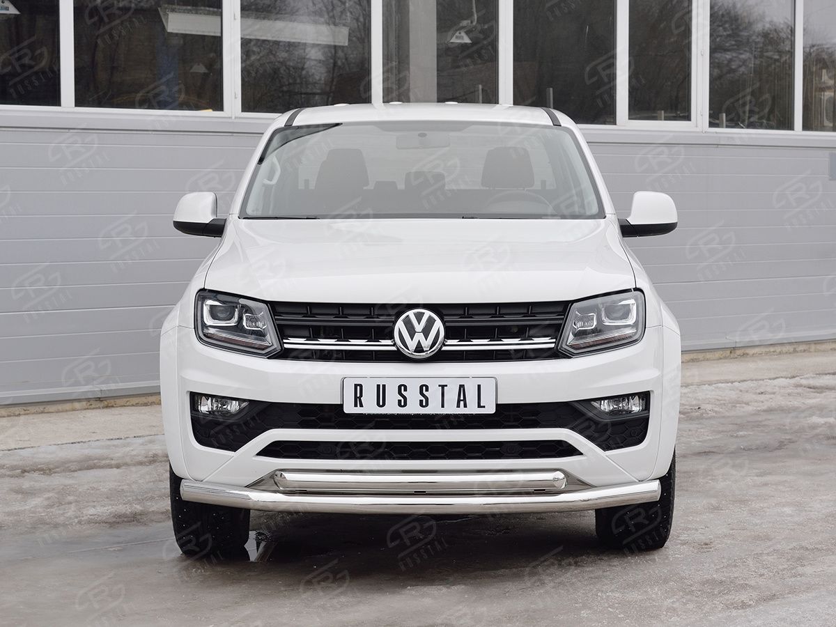 Защита RusStal переднего бампера d76 секция-d63 дуга для Volkswagen Amarok I 2016-2026. Артикул VAMZ-002539