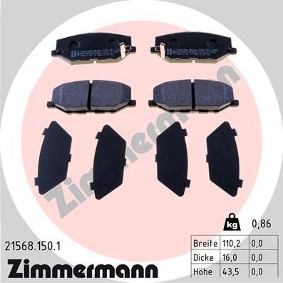 Тормозные колодки Zimmermann. Артикул 21568.150.1