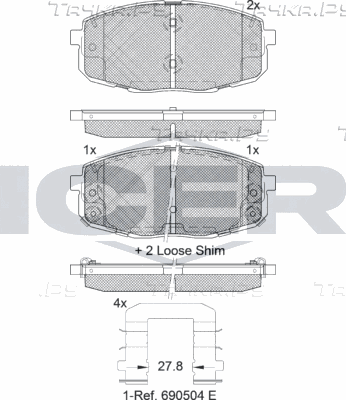 Тормозные колодки Icer передние для Kia Cerato II 2009-2013. Артикул 181540-208