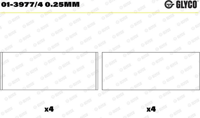 Вкладыши шатунные Glyco для Renault Symbol ll 2008-2012. Артикул 01-3977/4 0.25mm