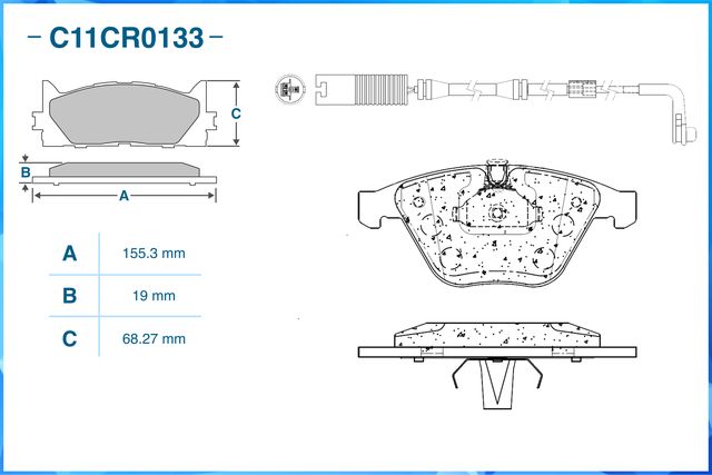 Колодки тормозные передние (Low Metallic) (Cworks). Артикул C11CR0133