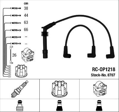Высоковольтные провода (провода зажигания) (комплект) NGK для Opel Vectra A 1988-1995. Артикул 8707