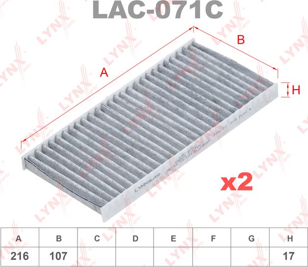 Салонный фильтр LYNXauto. Артикул LAC-071C