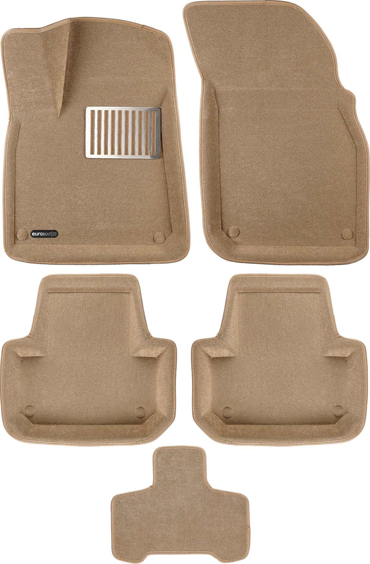 Коврики текстильные Euromat 3D Lux для салона Audi Q7 II 2015-2026 Бежевые. Артикул EM3D-001108T