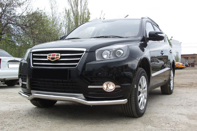 Защита Slitkoff переднего бампера d57 волна для Geely Emgrand X7 рестайлинг 2016-2026. Артикул GAFX716002