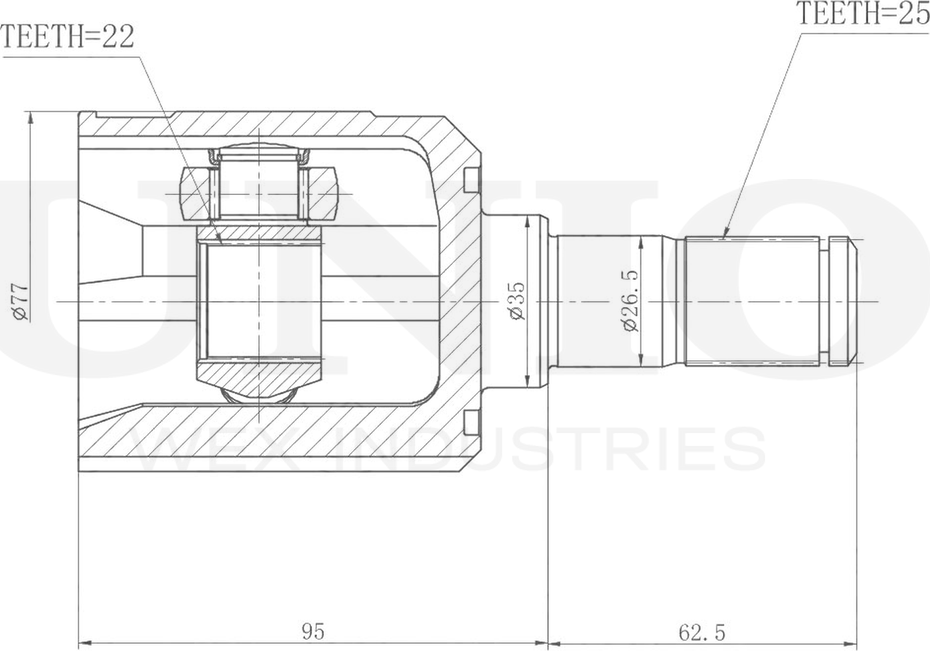 ШРУС внутренний (Unio). Артикул CVJ-30097