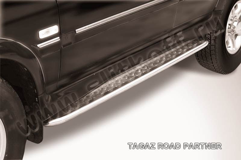 Пороги Slitkoff труба d42 с листом для ТагАЗ Road Partner 2008-2026. Артикул TARP008