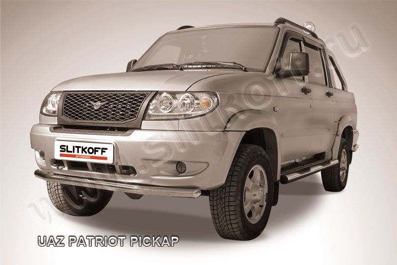 Защита Slitkoff переднего бампера d57 для УАЗ Pickup 2007-2014. Артикул UPpic004