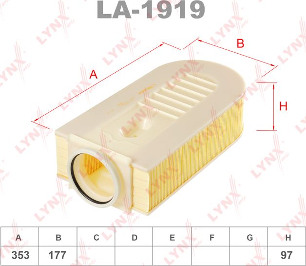 Воздушный фильтр LYNXauto. Артикул LA-1919