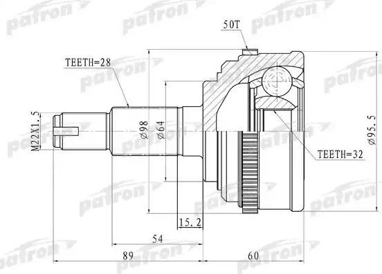 Шрус наружный (граната) Patron. Артикул PCV9574
