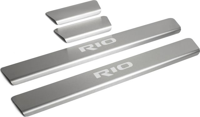 Накладки Rival на пороги (с надписью) для Kia Rio IV седан, X-Line хэтчбек 2017-2020 2020-2024. Артикул KIRI.2809.1G