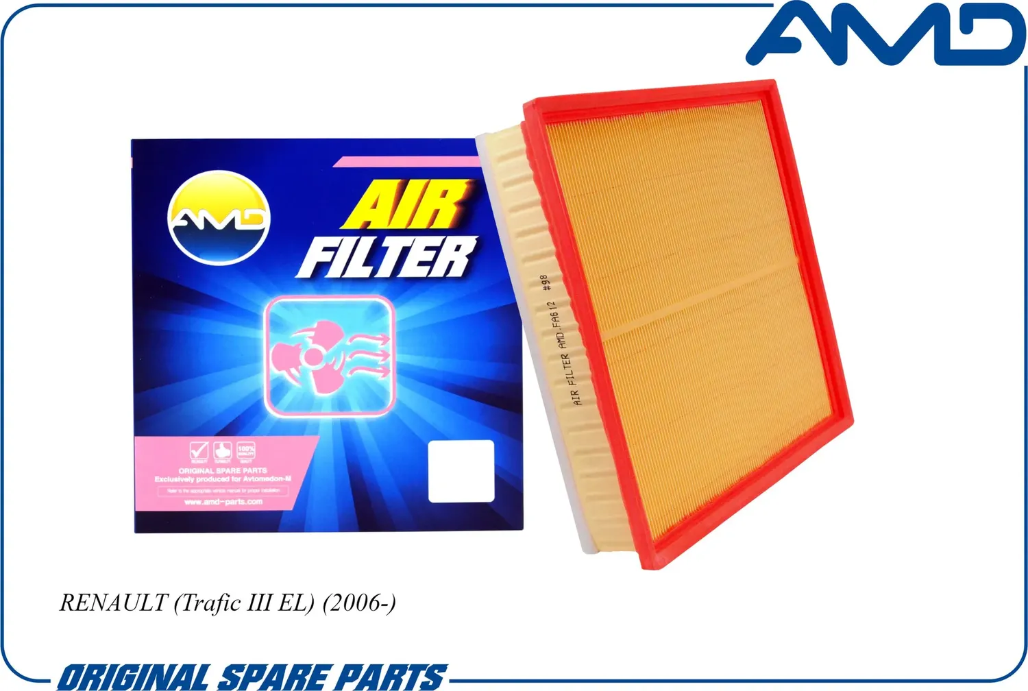 Фильтр воздушный RENAULT (Trafic III EL) (2006-) (AMD). Артикул AMDFA612
