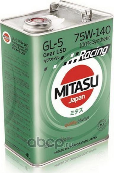 MITASU 75W140 4L МАСЛО ТРАНСМИСИОННОЕ SPORT GEAR OIL GL-5 LSD / API GL-5/MT-1 L. Артикул MJ4144