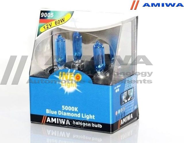 ЛАМПА НАКАЛИВАНИЯ BLUE DIAMOND LIGHT HB3 12В 60Вт (Amiwa). Артикул 9005